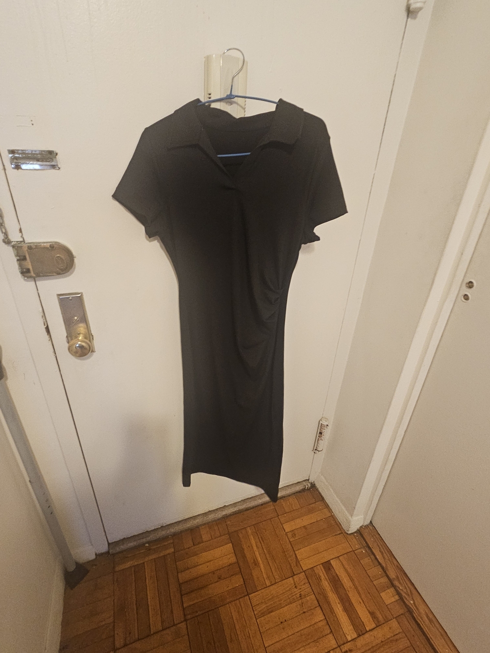 Women's Black Polo-Style Midi Dress